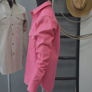 Highwayman- Men's Dark Pink Selvedge Western Shirt