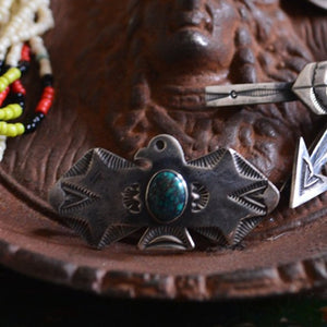 Pin- Small Silver Thunderbird with Turquoise
