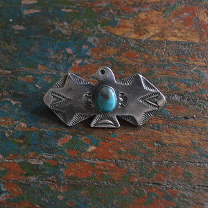 Pin- Small Silver Thunderbird with Turquoise