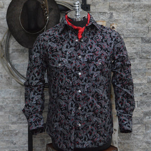 The Cowboy- SAMPLE Men's Black Paisley Western Shirt