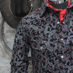 The Cowboy- SAMPLE Men's Black Paisley Western Shirt