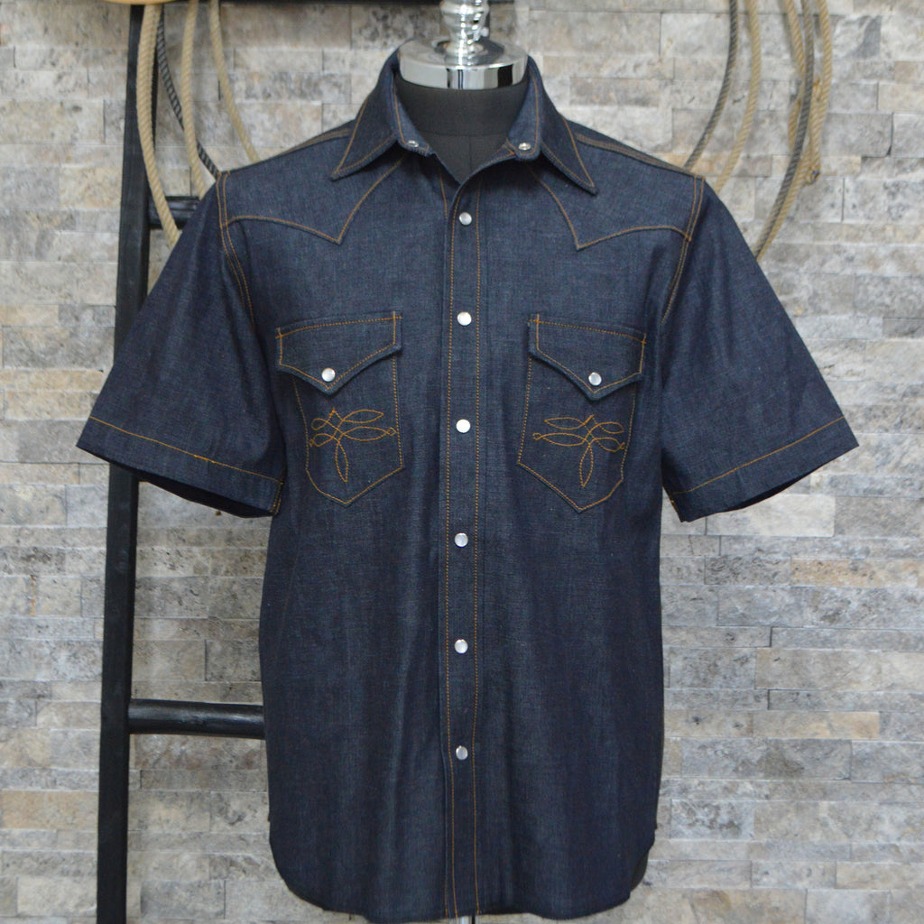 【WHO.A.U】Steve Denim Short Sleeve Shirts Steve Denim Shirts - 후아유닷컴
