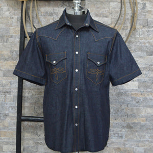The Rambler- Men's Bootstitched Short Sleeve Selvedge Denim Western Shirt