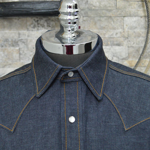 The Rambler- Men's Bootstitched Short Sleeve Selvedge Denim Western Shirt
