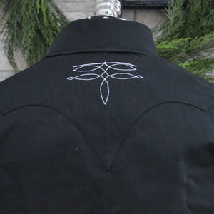 The Rambler- Men's Bootstitched Double Black Denim Western Shirt