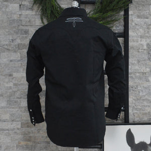 The Rambler- Men's Bootstitched Double Black Denim Western Shirt