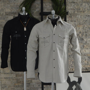The Rambler- Men's Bootstitched Double Black Denim Western Shirt