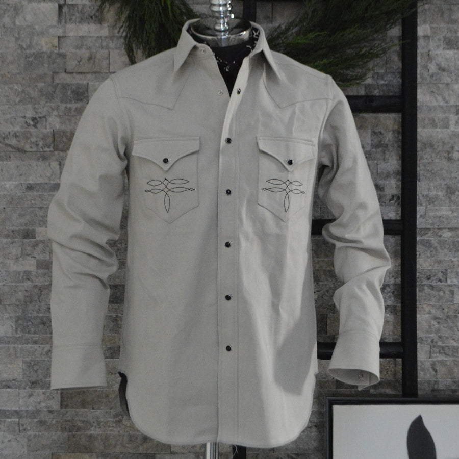 The Rambler- Men's Bootstitched Stone Selvedge Denim Western Shirt