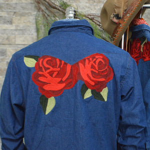 Vintage Shirt- Winter Roses Wrangler Western Denim #3