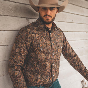The Cowboy- Men's Brown Paisley Western Shirt