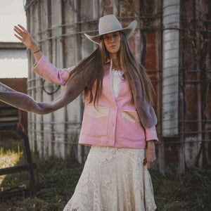 Cowgirl Jacket- Deadstock Wool/Satin (Pink)