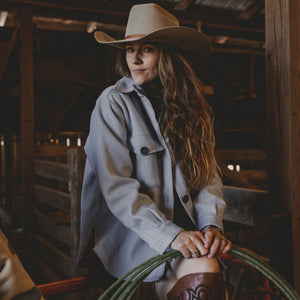 Shirt Jacket- Women's Deadstock Wool/Satin