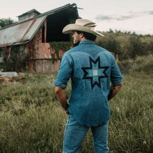 Vintage Shirt- Barnyard Blues Wrangler Western Denim #1