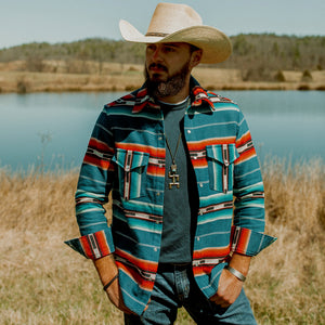 Jack of All Trades- Blue Serape Shirt Jacket